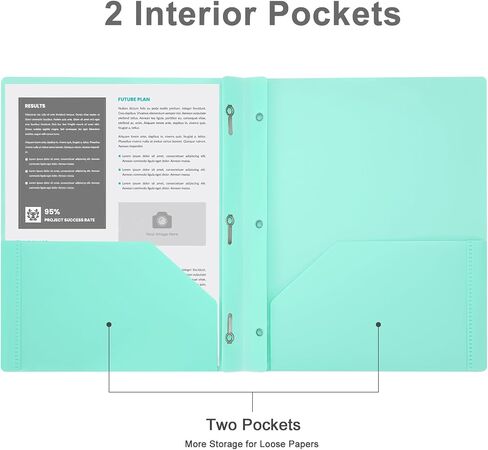 Two-Pocket-Folders with 3 Prongs, Letter Size Plastic Folders with Pockets and Prongs, Poly Plastic Folders for Office & School. 6 Pastel Colors (White Color -12 Packs) in Saudi Arabia
