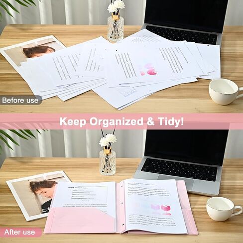 Two-Pocket-Folders with 3 Prongs, Letter Size Plastic Folders with Pockets and Prongs, Poly Plastic Folders for Office & School. 6 Pastel Colors (White Color -12 Packs) in Saudi Arabia