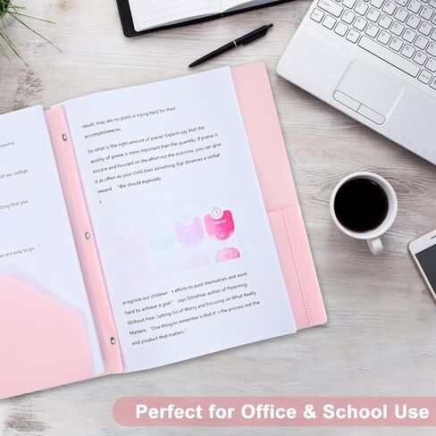 Two-Pocket-Folders with 3 Prongs, Letter Size Plastic Folders with Pockets and Prongs, Poly Plastic Folders for Office & School. 6 Pastel Colors (White Color -12 Packs) in Saudi Arabia