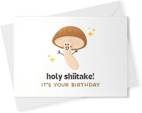 Holy Shiitake! - Funny Birthday Card, Cute Card, Handmade Card, Punny Greeting Card, Joke Birthday, Mushroom, Punny [01057] in Saudi Arabia