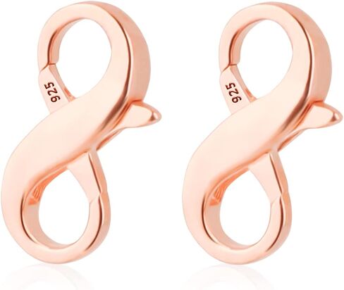 2pcs Double Opening Lobster Clasps, Rose Gold 925 Sterling Silver Lobster Clasp Jewelry Making Clasps Necklace Connectors for DIY Jewelry Making and Repairing (0.6inch) in Saudi Arabia