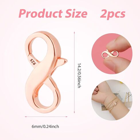 2pcs Double Opening Lobster Clasps, Rose Gold 925 Sterling Silver Lobster Clasp Jewelry Making Clasps Necklace Connectors for DIY Jewelry Making and Repairing (0.6inch) in Saudi Arabia