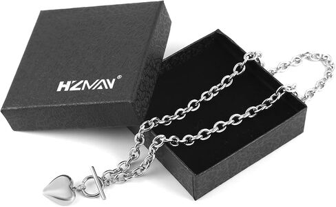 HZMAN المرأة الفولاذ المقاوم للصدأ متعدد الطبقات قلادة القلب قلادة علامة الكلب قلادة مكتنزة الكوبية سلسلة ربط تبديل المشبك قلادة in Saudi Arabia