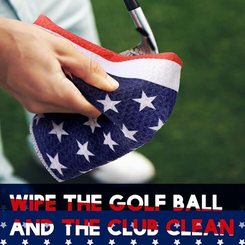 Newwiee 3 Pieces Golf Towel with Clip for Golf Bags for Men and Women USA Flag Golf Towels Patriotic Golf Towels Golf Accessories for Men Women Golfing Ball, 3 Sizes in Saudi Arabia