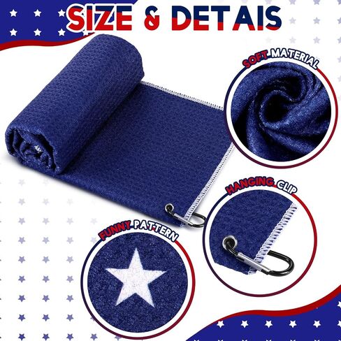 Newwiee 3 Pieces Golf Towel with Clip for Golf Bags for Men and Women USA Flag Golf Towels Patriotic Golf Towels Golf Accessories for Men Women Golfing Ball, 3 Sizes in Saudi Arabia