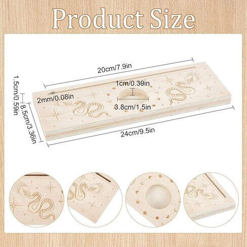 GORGECRAFT 9.5x3.4x0.6 Inch Wooden Tarot Card Stand 2-Slot Candle Holder Moon Phase Eye Pattern Carved Rectangle Shaped Thick Altar Display Stand Holder for Witch Divination Tools Wiccan Supplies in Saudi Arabia