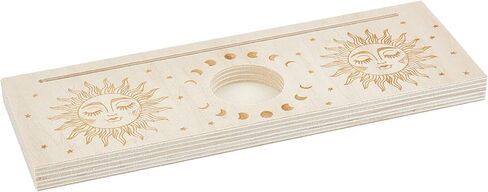 GORGECRAFT 9.5x3.4x0.6 Inch Wooden Tarot Card Stand 2-Slot Candle Holder Moon Phase Eye Pattern Carved Rectangle Shaped Thick Altar Display Stand Holder for Witch Divination Tools Wiccan Supplies in Saudi Arabia