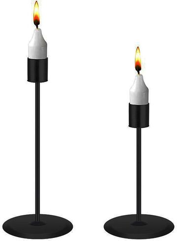 Black Taper Candle Holders Set, Metal Candlestick Holder Stand for Wedding, Birthday, Dinner Home & Bar Party for Table Decorative, Candle Stand Fits 3/4 Inch Slim Candles & Led Candles 2pcs (Black) in Saudi Arabia