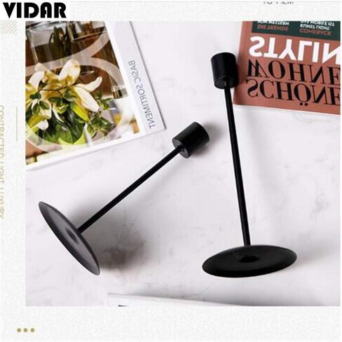 Black Taper Candle Holders Set, Metal Candlestick Holder Stand for Wedding, Birthday, Dinner Home & Bar Party for Table Decorative, Candle Stand Fits 3/4 Inch Slim Candles & Led Candles 2pcs (Black) in Saudi Arabia
