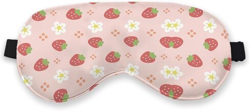 Summer Pink Watercolor Strawberry Eye Mask for Women Best Friend Coworker Sister BFF Bride, Mothers Day Silk Eye Mask for Sleeping, Gift for Baby Girl Adjustable Straps Soft Sleep Mask in Kuwait