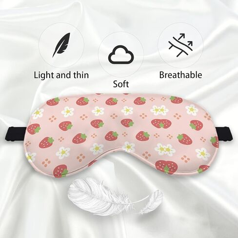 Summer Pink Watercolor Strawberry Eye Mask for Women Best Friend Coworker Sister BFF Bride, Mothers Day Silk Eye Mask for Sleeping, Gift for Baby Girl Adjustable Straps Soft Sleep Mask in Kuwait