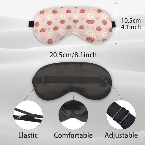 Summer Pink Watercolor Strawberry Eye Mask for Women Best Friend Coworker Sister BFF Bride, Mothers Day Silk Eye Mask for Sleeping, Gift for Baby Girl Adjustable Straps Soft Sleep Mask in Kuwait
