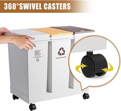 Wood Grain Plastic Trash Can Bedroom, Round 2-Pack, 3.4 Gal Farmhouse Wastebasket Bin Retro Style, Brown Trash Can for Room Aesthetic, Open Top Garbage Can for Office, Living Room, Hotel, Bathroom in Kuwait