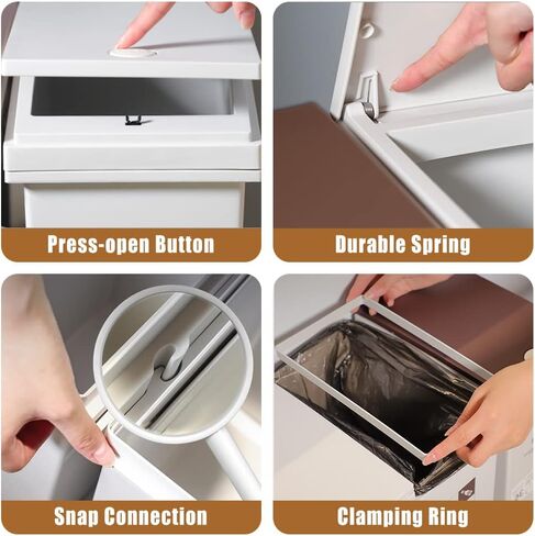 Wood Grain Plastic Trash Can Bedroom, Round 2-Pack, 3.4 Gal Farmhouse Wastebasket Bin Retro Style, Brown Trash Can for Room Aesthetic, Open Top Garbage Can for Office, Living Room, Hotel, Bathroom in Kuwait