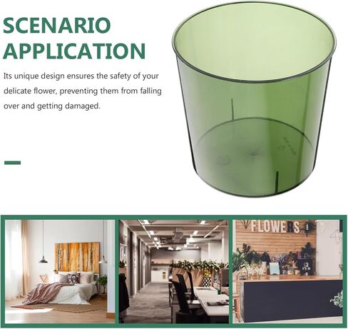 HOMSFOU Clear Wastebasket Plastic Flower Bucket Round Garbage Container Trash Bin for Bathroom Bedroom Kitchen College Dorm Office Craft Room Green in Saudi Arabia