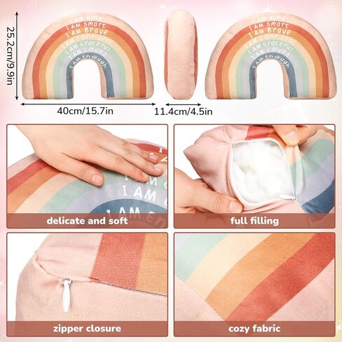 Rainbow Throw Pillow Boho Classroom Reading Corner Throw Pillow for Girls Kids Book Center Calming Corner Pillow Cushion Arch Shaped Sofa Chair Motivational Home Bedroom Playroom(Classic) in Saudi Arabia