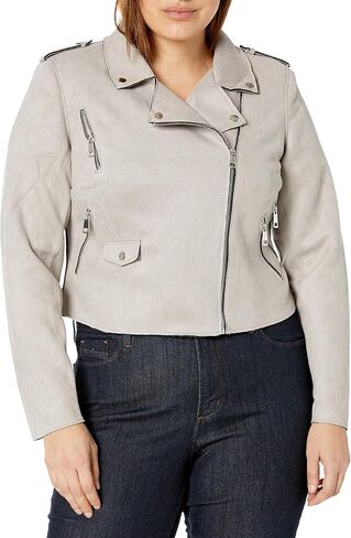 City Chic Women's Suede Jacket with Asymetric Zip Detail in Saudi Arabia
