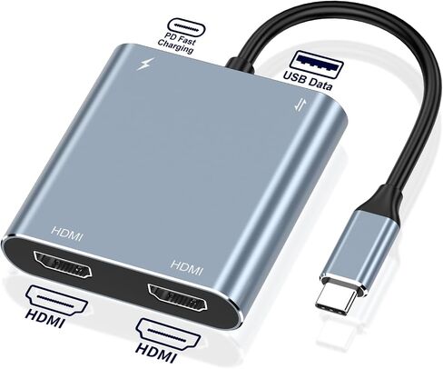 محول USB 3.0 إلى HDMI مزدوج لشاشتين 1080 بكسل، بطاقة رسومات خارجية SZYCD USB3.0 مع شحن بيانات USB3.0 PD، يدعم Windows 7/8/10/11، نظام التشغيل Mac OS، التوصيل والتشغيل (USB3.0 إلى 2*HDMI) ) in Kuwait