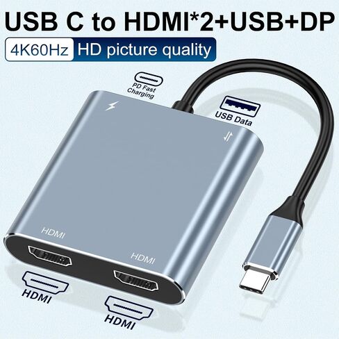 محول USB 3.0 إلى HDMI مزدوج لشاشتين 1080 بكسل، بطاقة رسومات خارجية SZYCD USB3.0 مع شحن بيانات USB3.0 PD، يدعم Windows 7/8/10/11، نظام التشغيل Mac OS، التوصيل والتشغيل (USB3.0 إلى 2*HDMI) ) in Kuwait