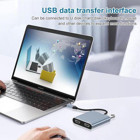 محول USB 3.0 إلى HDMI مزدوج لشاشتين 1080 بكسل، بطاقة رسومات خارجية SZYCD USB3.0 مع شحن بيانات USB3.0 PD، يدعم Windows 7/8/10/11، نظام التشغيل Mac OS، التوصيل والتشغيل (USB3.0 إلى 2*HDMI) ) in Kuwait