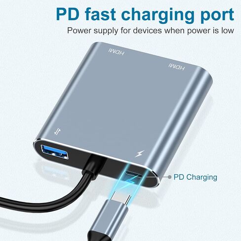 محول USB 3.0 إلى HDMI مزدوج لشاشتين 1080 بكسل، بطاقة رسومات خارجية SZYCD USB3.0 مع شحن بيانات USB3.0 PD، يدعم Windows 7/8/10/11، نظام التشغيل Mac OS، التوصيل والتشغيل (USB3.0 إلى 2*HDMI) ) in Kuwait