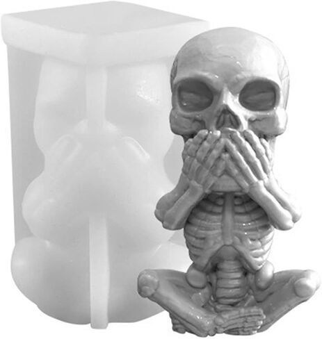 3D Skull Silicone Candle Mold, Skeleton Epoxy Resin Casting Mold,Silicone Soap Molds Chocolate Candy Cake Decor Plaster Clay Mould (Not Speak) in Saudi Arabia