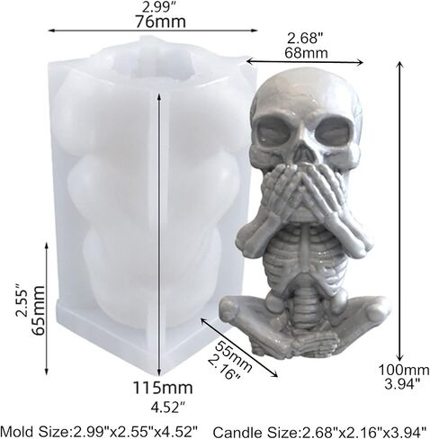 3D Skull Silicone Candle Mold, Skeleton Epoxy Resin Casting Mold,Silicone Soap Molds Chocolate Candy Cake Decor Plaster Clay Mould (Not Speak) in Saudi Arabia