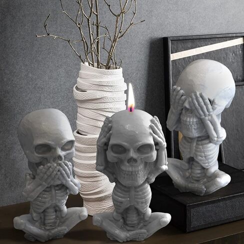 3D Skull Silicone Candle Mold, Skeleton Epoxy Resin Casting Mold,Silicone Soap Molds Chocolate Candy Cake Decor Plaster Clay Mould (Not Speak) in Saudi Arabia