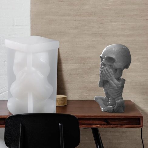 3D Skull Silicone Candle Mold, Skeleton Epoxy Resin Casting Mold,Silicone Soap Molds Chocolate Candy Cake Decor Plaster Clay Mould (Not Speak) in Saudi Arabia