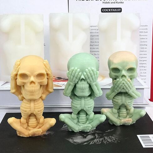 3D Skull Silicone Candle Mold, Skeleton Epoxy Resin Casting Mold,Silicone Soap Molds Chocolate Candy Cake Decor Plaster Clay Mould (Not Speak) in Saudi Arabia