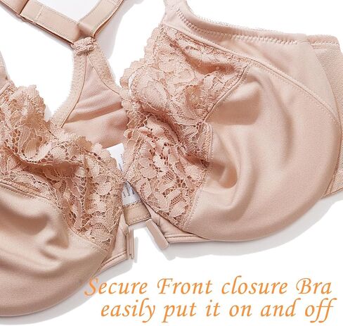HACI Full Coverage Front Closure Bra Plunge V Neckline Racerback Plus Size Non Padded Underwire Everyday Bras in Saudi Arabia