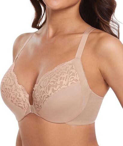 HACI Full Coverage Front Closure Bra Plunge V Neckline Racerback Plus Size Non Padded Underwire Everyday Bras in Saudi Arabia