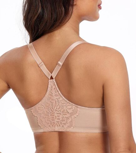 HACI Full Coverage Front Closure Bra Plunge V Neckline Racerback Plus Size Non Padded Underwire Everyday Bras in Saudi Arabia