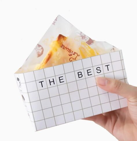 XIZHI 50-Pack Sandwich Take Out Boxes（5.2"*2.7"*2.7" /L*H*W ） Paper Sandwich Cake Box Take Out Food Containers for Toast, Donuts, Sandwiches, Burgers Take Away,Lattice in Saudi Arabia
