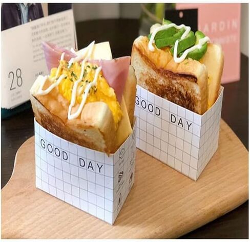 XIZHI 50-Pack Sandwich Take Out Boxes（5.2"*2.7"*2.7" /L*H*W ） Paper Sandwich Cake Box Take Out Food Containers for Toast, Donuts, Sandwiches, Burgers Take Away,Lattice in Saudi Arabia