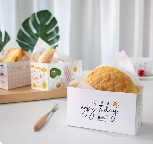 XIZHI 50-Pack Sandwich Take Out Boxes（5.2"*2.7"*2.7" /L*H*W ） Paper Sandwich Cake Box Take Out Food Containers for Toast, Donuts, Sandwiches, Burgers Take Away,Lattice in Saudi Arabia