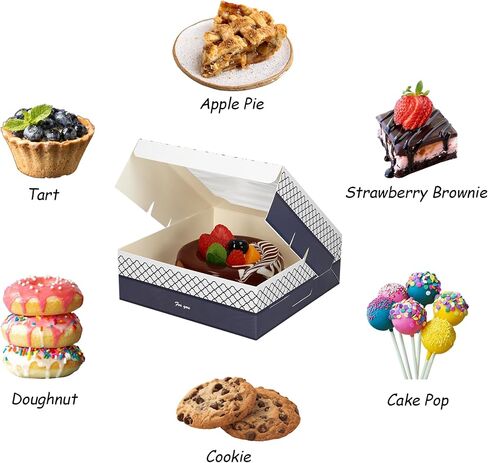 20 Pack Bakery Boxes with Window Small 6x6x2 inch for Cookie, Candy, Pastry, Brownie, Chiffon Cake, Tart, Pie, Waffle (Kraft Brown) in Saudi Arabia