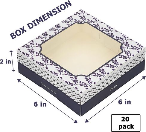 20 Pack Bakery Boxes with Window Small 6x6x2 inch for Cookie, Candy, Pastry, Brownie, Chiffon Cake, Tart, Pie, Waffle (Kraft Brown) in Saudi Arabia