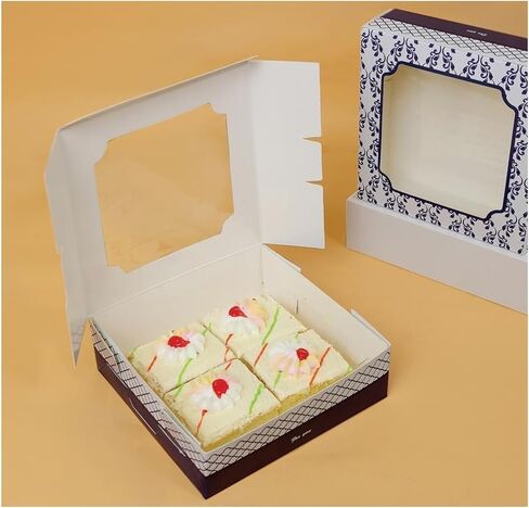 20 Pack Bakery Boxes with Window Small 6x6x2 inch for Cookie, Candy, Pastry, Brownie, Chiffon Cake, Tart, Pie, Waffle (Kraft Brown) in Saudi Arabia