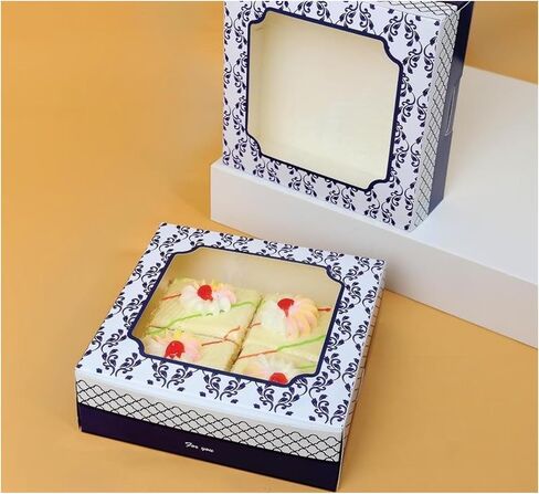 20 Pack Bakery Boxes with Window Small 6x6x2 inch for Cookie, Candy, Pastry, Brownie, Chiffon Cake, Tart, Pie, Waffle (Kraft Brown) in Saudi Arabia