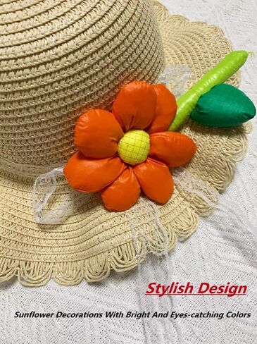 Off White Sunflower Cute Straw Hats Girls Kids Sun Hats Summer Beach Hats Small Straw Woven Purse Hat Bag Sets in Saudi Arabia