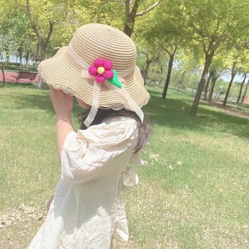 Off White Sunflower Cute Straw Hats Girls Kids Sun Hats Summer Beach Hats Small Straw Woven Purse Hat Bag Sets in Saudi Arabia
