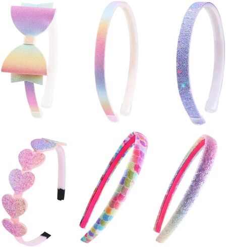 Headbands For Girls Glitter Flower Butterfly Bow Mermaid Rainbow Sweet Hairbands For Kids Toddler Hair Accessories (E) in Saudi Arabia
