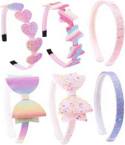 Headbands For Girls Glitter Flower Butterfly Bow Mermaid Rainbow Sweet Hairbands For Kids Toddler Hair Accessories (E) in Saudi Arabia