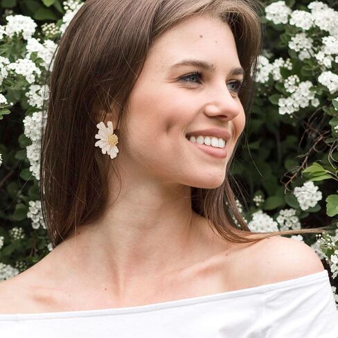 Flower Stud Earrings for Women Green Flower Earrings Large Floral Earrings Big Flower Stud Earrings Jewelry Gift for Girls in Saudi Arabia