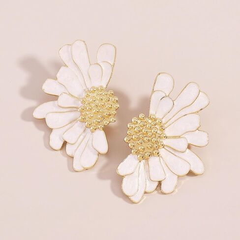 Flower Stud Earrings for Women Green Flower Earrings Large Floral Earrings Big Flower Stud Earrings Jewelry Gift for Girls in Saudi Arabia