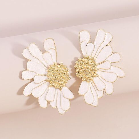 Flower Stud Earrings for Women Green Flower Earrings Large Floral Earrings Big Flower Stud Earrings Jewelry Gift for Girls in Saudi Arabia
