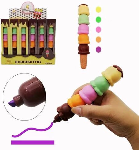 مجموعة من 2/10 قطع من أقلام التحديد الملونة على شكل آيس كريم، مجموعة أقلام تحديد باستيل صغيرة لطيفة، أقلام تحديد قابلة للتكديس، أقلام كاواي للأطفال والطلاب الذين يكتبون جرافيتي واللوازم المكتبية المدرسية in Kuwait