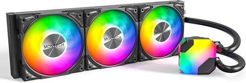 MONTECH HyperFlow ARGB 360 - AIO CPU Liquid Cooler, Intel&AMD Compatible, Chart-Topping Performance, Enhanced 3100RPM Water Pump Design, 3X Metal Pro 12 ARGB Ultimate Cooling Fans - Black in Saudi Arabia