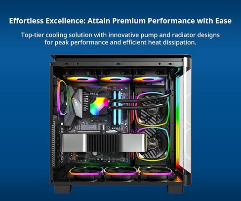 MONTECH HyperFlow ARGB 360 - AIO CPU Liquid Cooler, Intel&AMD Compatible, Chart-Topping Performance, Enhanced 3100RPM Water Pump Design, 3X Metal Pro 12 ARGB Ultimate Cooling Fans - Black in Saudi Arabia